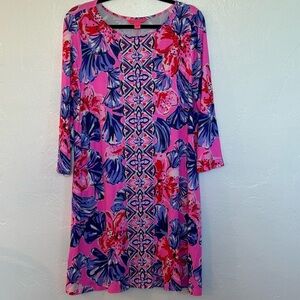 Lilly Pulitzer Vibrant Pink and Blue Long Sleeve Dress